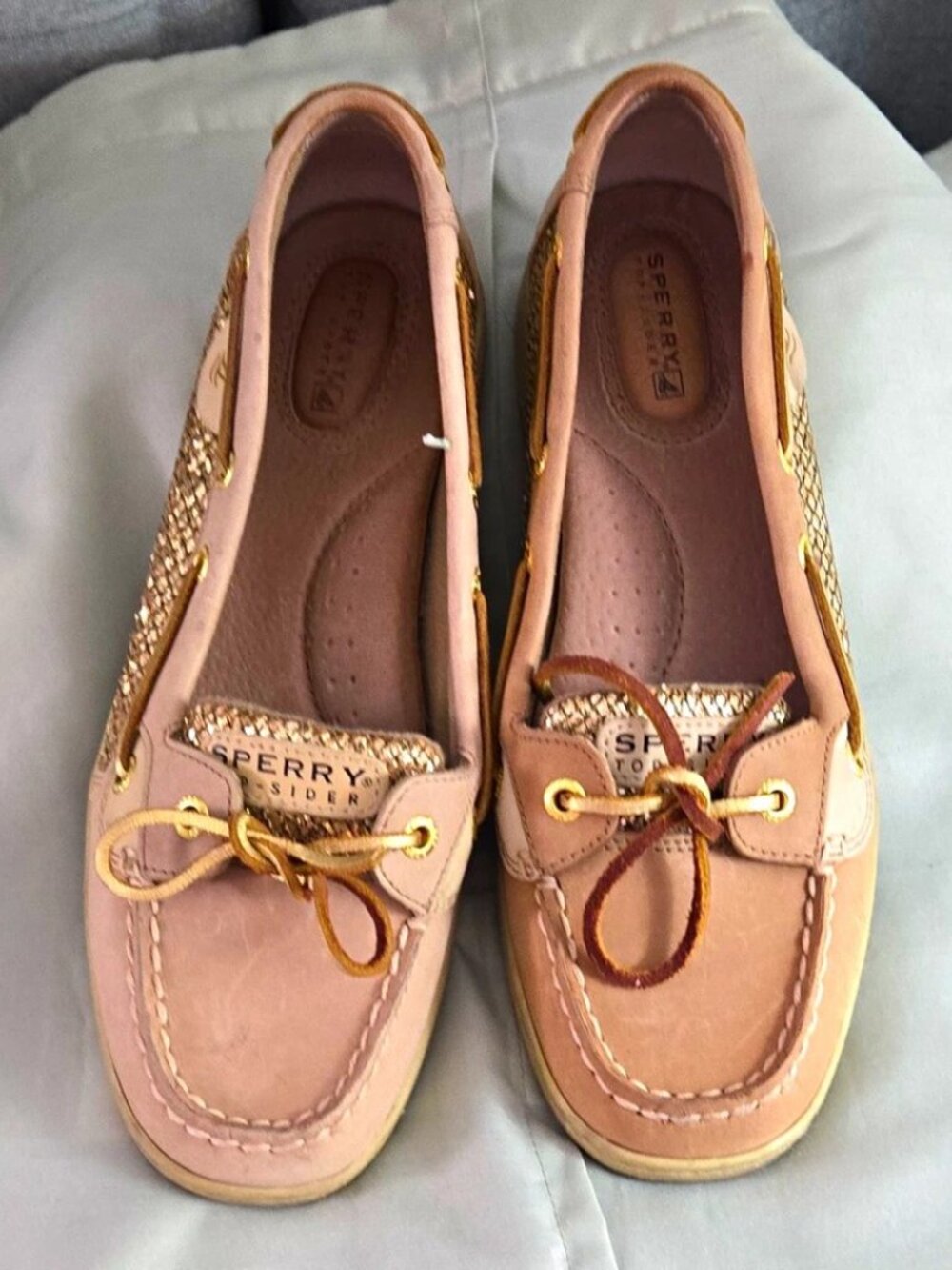 Sperry Top-Sider Women's Pink/Gold Leather Boat Shoes Cushioned, US 8.5 M